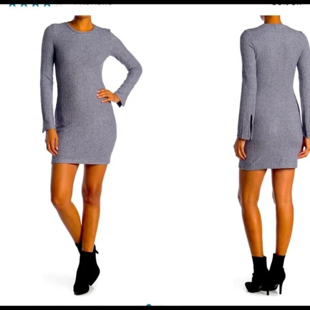 NSR Lucia Slit Ribbed Knit Dress Size L
